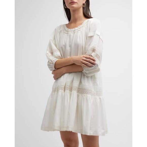 THE GREAT. The Short Nightingale Mini Dress In Cream Size 0 - Picture 2 of 14